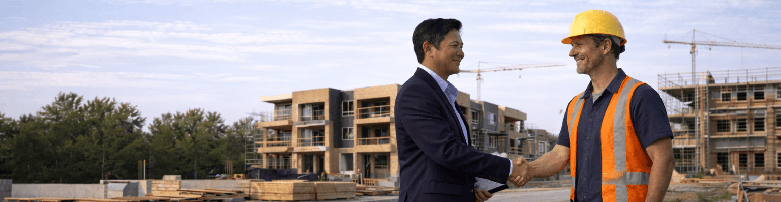 Financier reviewing multiplex project plans